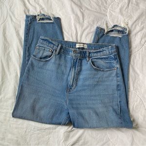 Abercrombie & Fitch Curve Love Ankle Straight Ultra High Rise Blue Jean